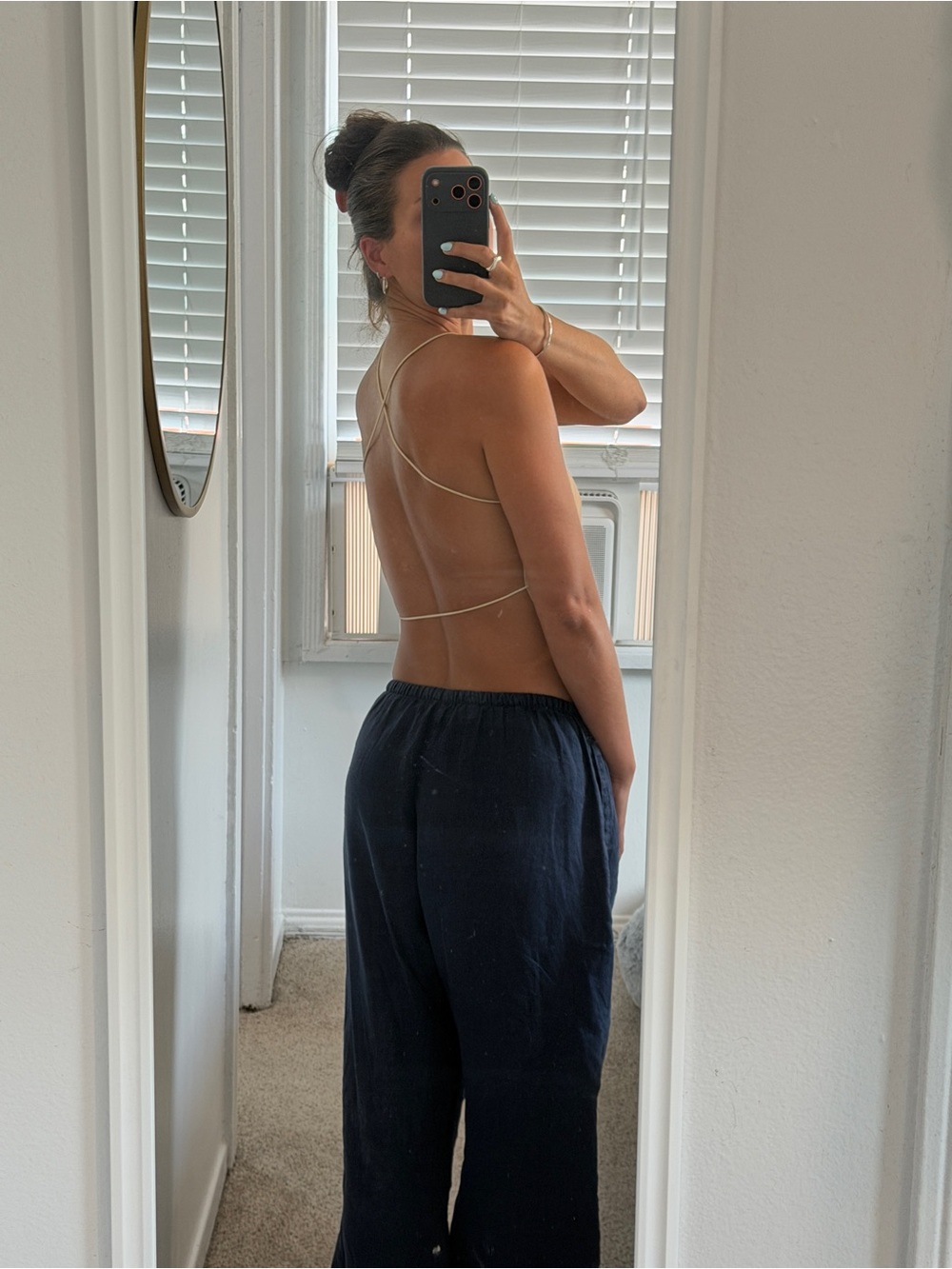 Tobi Beige Strappy Backless Crop Top